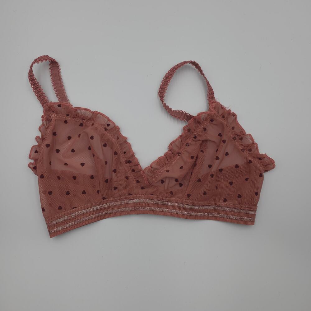 Vila Heart Sheer Triangle Bralette in Sienna Size XS
